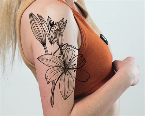 Lily Tattoo Custom Design Tattoo Instant Download Printable Stencil Original Artwork Tattoo ...