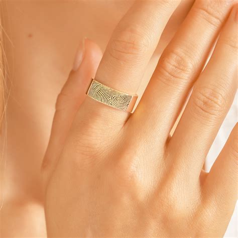 Actual Fingerprint Ring Custom Handwriting Ring Wedding | Etsy