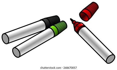 Set Three Whiteboardpermanent Markers White Barrels Stock Vector ...