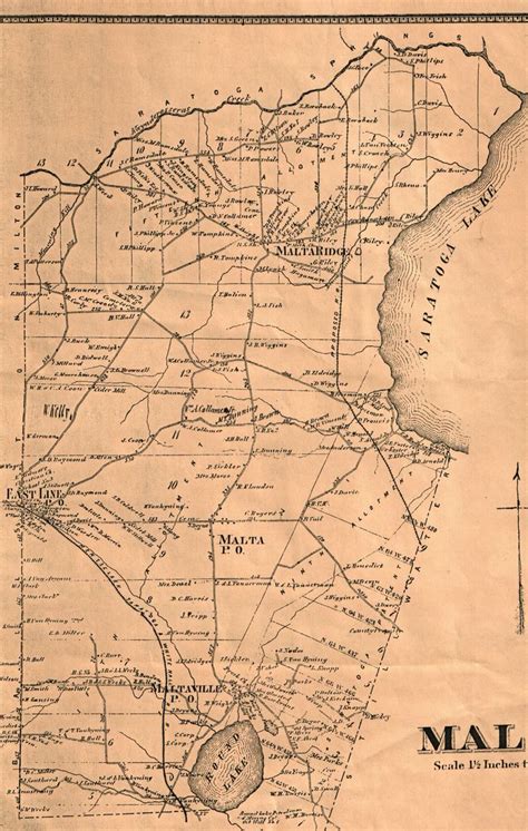 19th Century map of the Town of Malta, New York State | Vintage world maps, Map, Prints