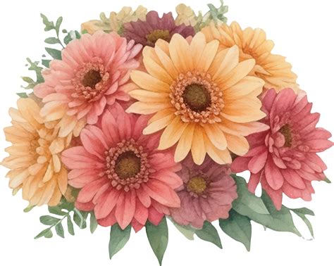 Watercolor autumn flower bouquets ,Ai generated 30925512 PNG