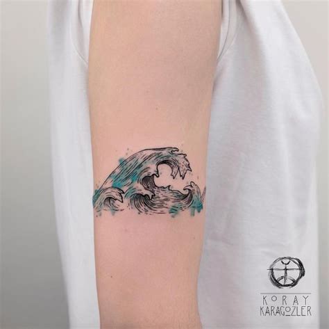 Linework wave by Koray Karagozler | Waves tattoo, Colour tattoo for women, New tattoos