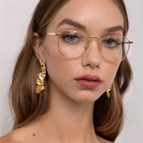 The Simon | Square Optical Frame in Yellow Gold (C6) | Clear glasses ...