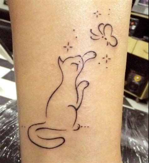 Cat & Butterfly | Tattoos, Unique tattoos, Minimalist cat tattoo