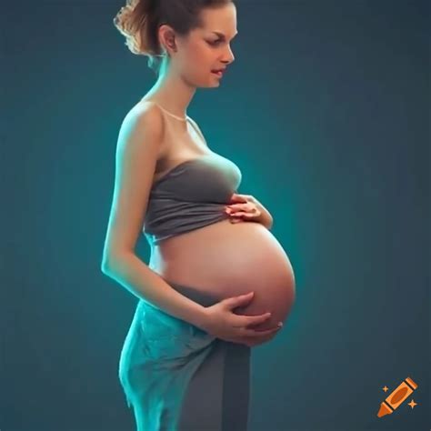 Pregnant woman feeling her baby's movements