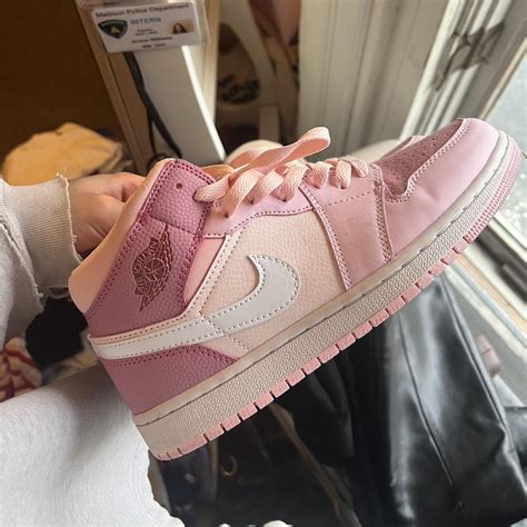 Pink Nike Hightop Dunks. Size 7 but I’m a size 9, so... - Depop