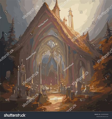 Catholic Church Vector Illustration Gothic Style Stock Vector (Royalty ...