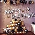 Party Propz Helium Letters Foil Balloon Banner, Metallic Balloons, Silver Golden Black Decor ...