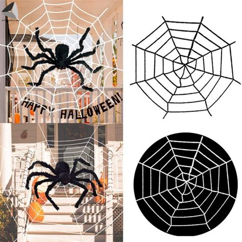 Halloween 9.85 ft Giant Round Spider Web Outdoor Halloween Decorations Costume Party Garden Yard ...