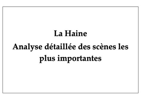 La Haine - detailed analysis of the main scenes | Teaching Resources