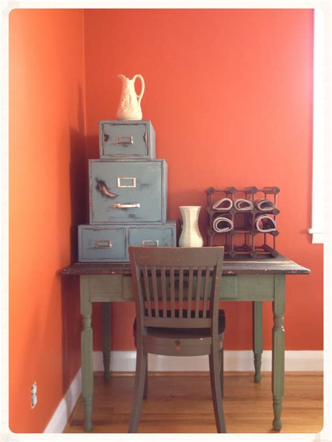 My orange room:) Work Spaces, Office Spaces, Living Spaces, Small Workspace, Cool Office Space ...
