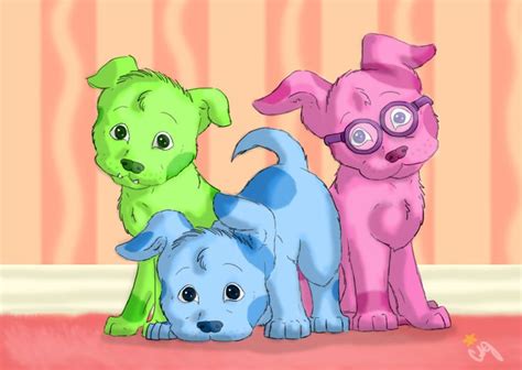 Blue, Magenta, and Green Puppy (Blue's Clues) | Blue’s clues, Puppies, Art photography portrait