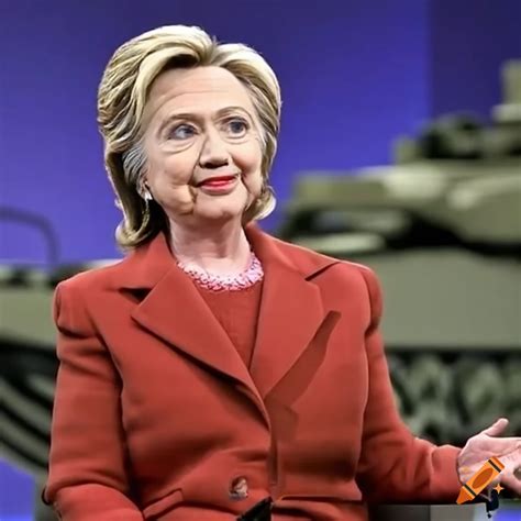 Hillary clinton sitting on an abrams tank