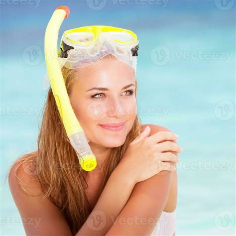Happy female enjoying beach activities 36452721 Stock Photo at Vecteezy