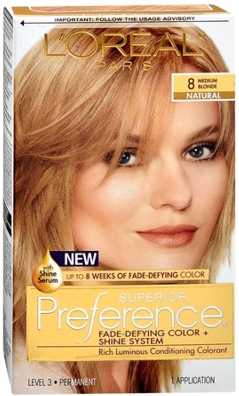 3 Pack - L'Oreal Superior Preference Permanent Hair Color, 8 Medium Blonde (Natural) 1 ea ...