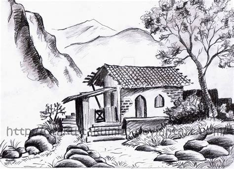 First landscape drawing by Jibari-chan on DeviantArt | Drawing scenery ...