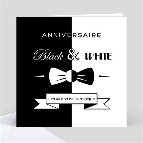Carte Invitation Anniversaire Black And White | coleteremelly official