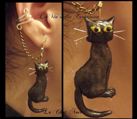 Ear cuff "Le Chat Noir", symbol of the most famous Paris'cabaret. Unique piece, on sale! | Ear ...