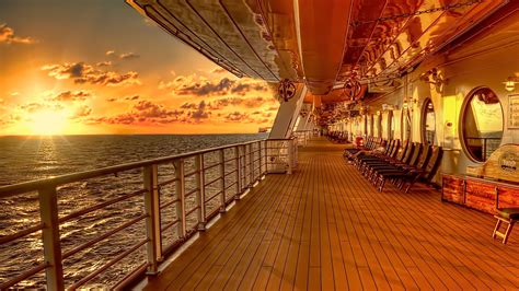 Download HDR Cloud Sunset Vehicle Cruise Ship HD Wallpaper