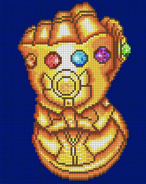 Thanos Gauntlet Pixel Art Grid - die-mannschaft-und-maja