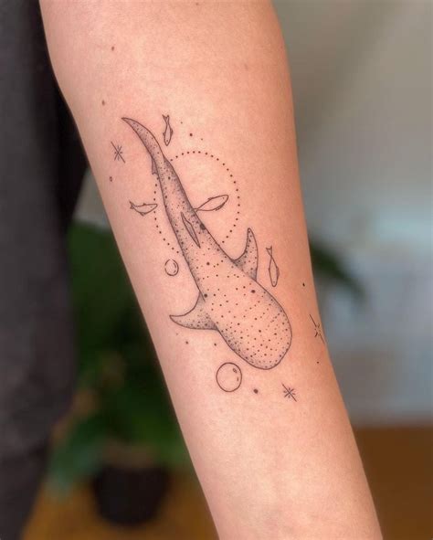 starry whale shark tattoo in 2024 | Shark tattoos, Whale shark tattoo, Whale tattoos