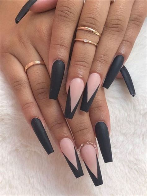 Acrylic Nail Ideas Coffin Shape Black - fairouziatbeats