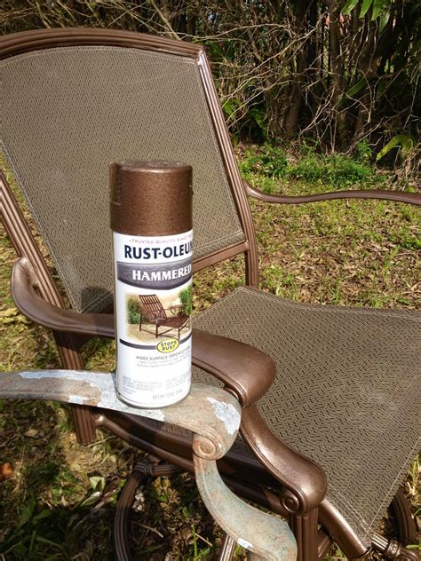 Rustoleum Hammered metallic spray paint for my upcycled patio set. Love ...