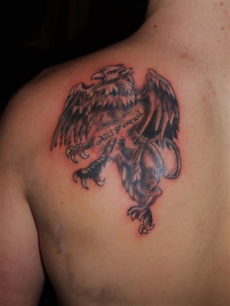 Ink gray griffin tattoo on shoulder - Tattooimages.biz