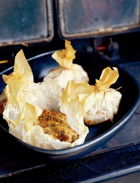 Chicken breasts roasted ‘en papillote’ with Middle Eastern flavours recipe from A la Grecque by ...