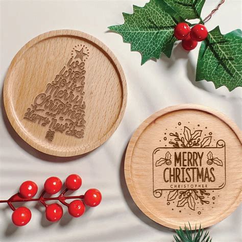 Custom Wooden Coasters for Christmas