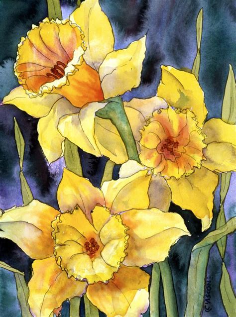 Springtime Daffodils by Teresa Ascone | Daffodils, Watercolor flowers paintings, Watercolor flowers