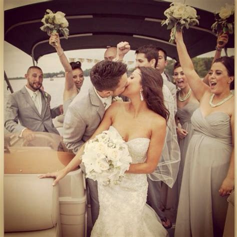 Best wedding pic ever ! Lake wedding pontoon | Wedding dresses, Lake ...