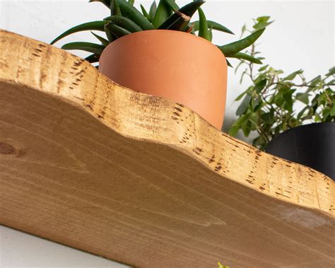 Reclaimed Live Edge Floating Shelves Handmade Solid Wood 19 5cm Depth x 4cm Thickness