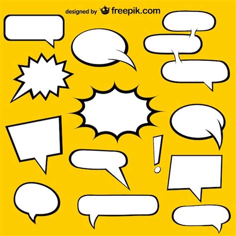 Comic book speech bubbles and yellow background Vector | Free Download