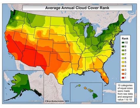 cloud cover vs sunny days | Best places to retire, World geography, Usa map