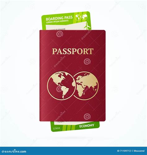 Travel Concept with Passport and Boarding Pass. Vector Stock Vector - Illustration of class ...
