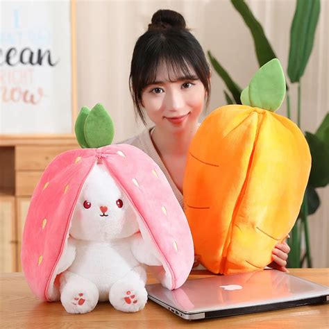 In Stock Soft Kawaii Cute Plushie Peluche Strawberry Carrot Rabbit ...