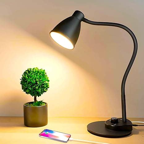 BOHON LED Desk Lamp with USB Charging Port 3 Color Modes Dimmable Reading Light Intelligent ...