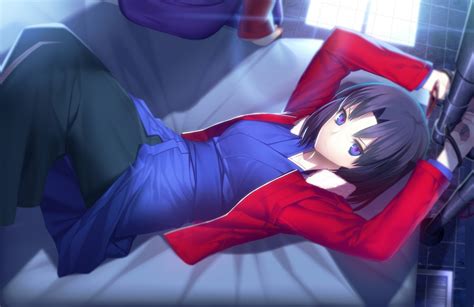 Download Shiki Ryougi Purple Hair Blue Eyes Short Hair Anime Kara No Kyōkai HD Wallpaper by ...