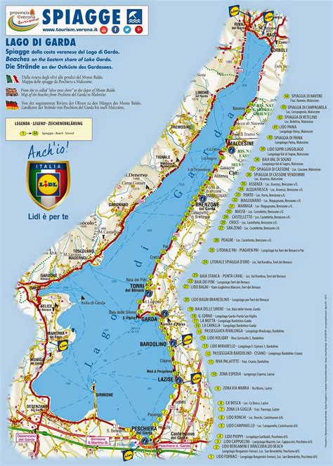 Lago di Garda: Mappa delle spiagge da Peschiera a Malcesine