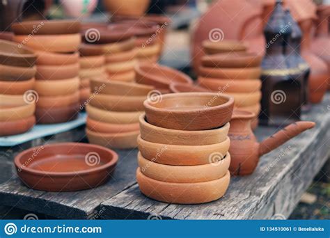 Set of baking pans stock image. Image of pottery, container - 134510061