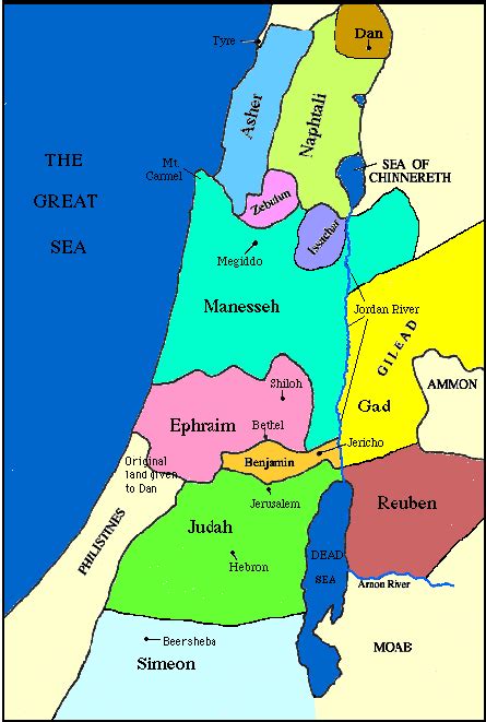 Map of the Twelve Tribes of Israel