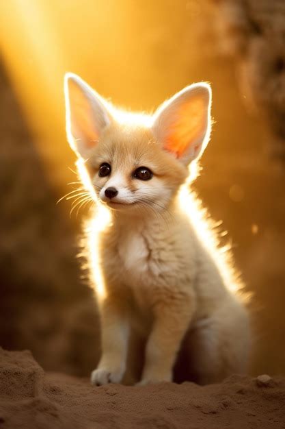 Premium AI Image | Fennec fox cub sitting outdoors