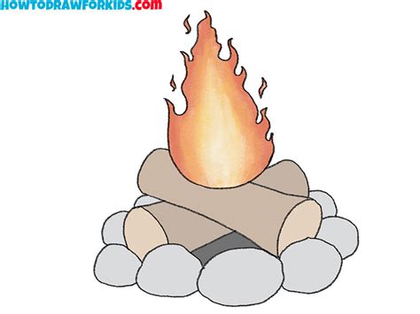 How to Draw a Campfire - Easy Drawing Tutorial For Kids