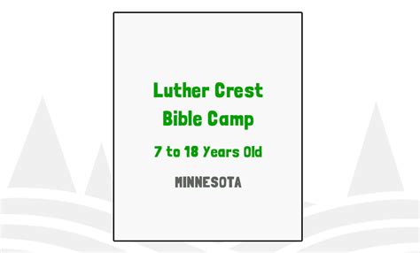 Luther Crest Bible Camp, MN | Researched by Experts