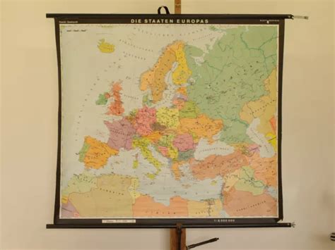 EUROPE COUNTRIES POLITICAL 1993 Small Schulwandkarte Wall Map $175.94 - PicClick
