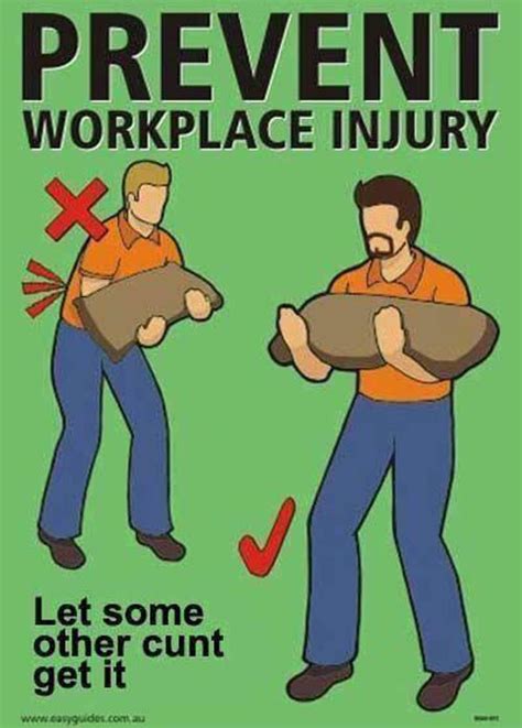 How To Not Get Injured At Work | You funny, Work humor, Book humor