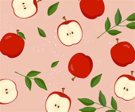 Premium Vector | Soft patterned background with apple fruit leaf illustration set fruit pattern ...
