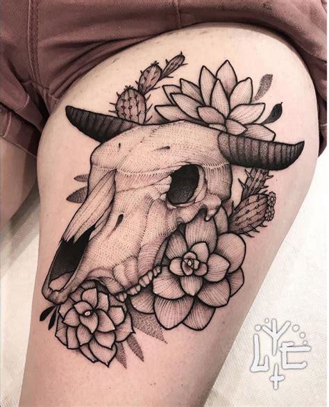 Cattle Skull by Lawrence Edwards at Lake Monster Tattoo in South Tahoe ...