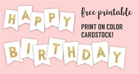 Happy Birthday Banner Printable Template - Paper Trail Design